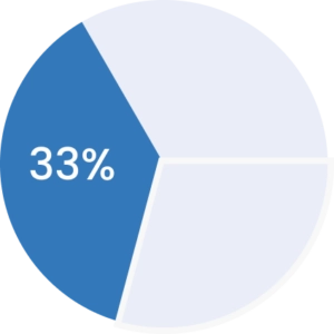 Graph with a coloured section representing 33%