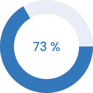 Graph with a coloured section representing 73%